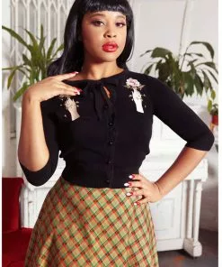 Collectif Charlene Carpe Diem 50's Cardigan Black