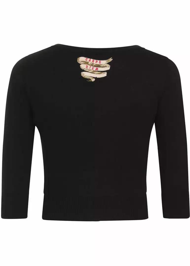 Collectif Charlene Carpe Diem 50's Cardigan Black 6 Collectif Charlene Carpe Diem 50's Cardigan Black