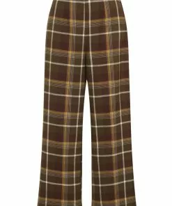 Collectif Baylee Mosshill Check 40's Trousers Brown New In