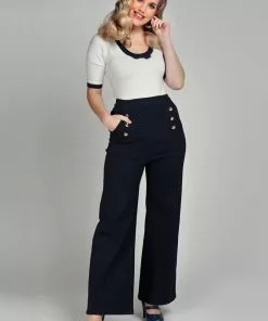 Collectif Taci Nautical 40's Jeans Navy Blue New In 11 Collectif Taci Nautical 40's Jeans Navy Blue New In