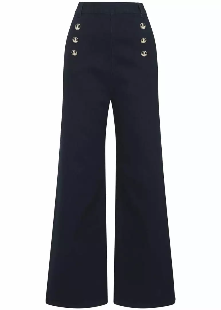 Collectif Taci Nautical 40's Jeans Navy Blue New In 3 Collectif Taci Nautical 40's Jeans Navy Blue New In