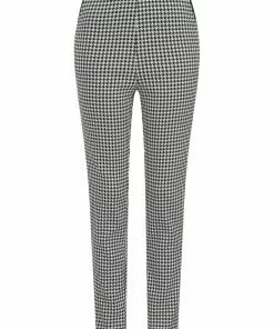 New In Collectif Odila Houndstooth 60's Skinny Trousers Black White