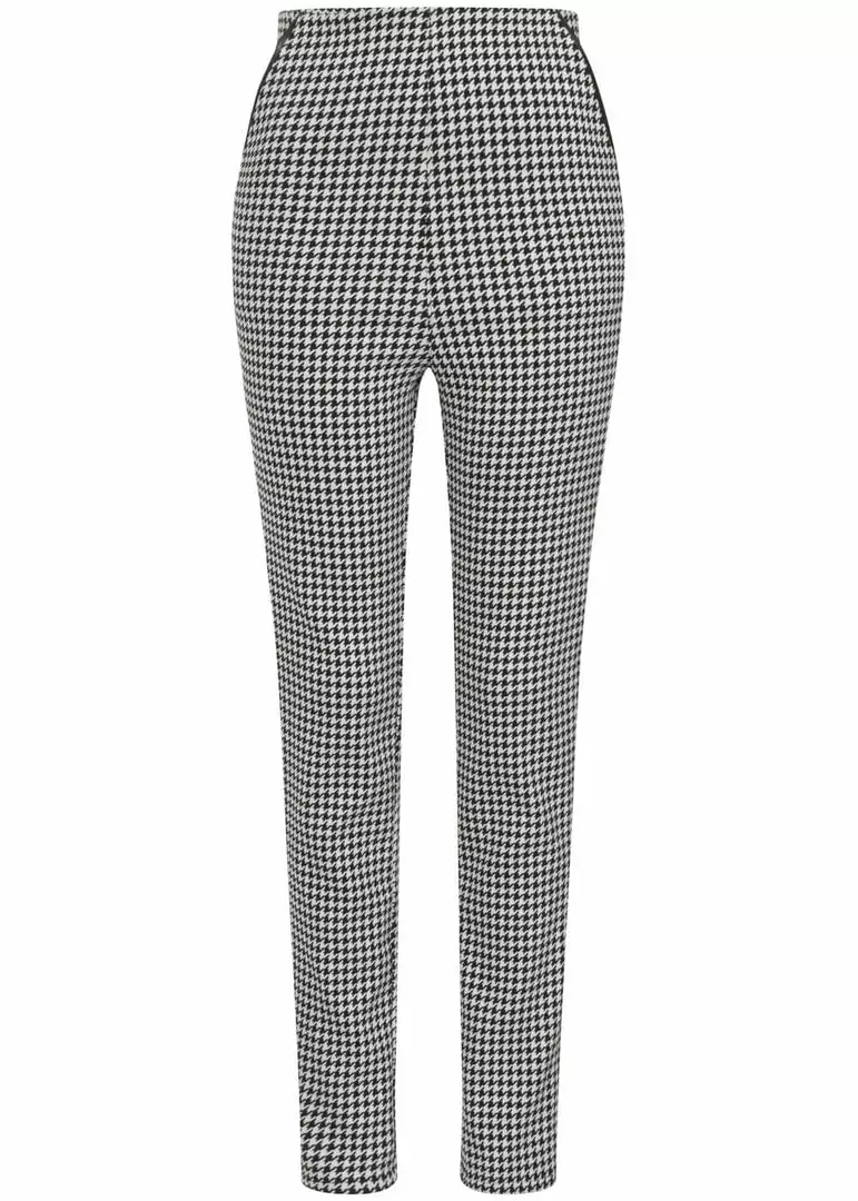 New In Collectif Odila Houndstooth 60's Skinny Trousers Black White 3 New In Collectif Odila Houndstooth 60's Skinny Trousers Black White