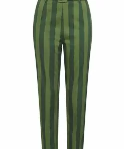 Collectif Thea Garden Stripes 60's Trousers Green New In
