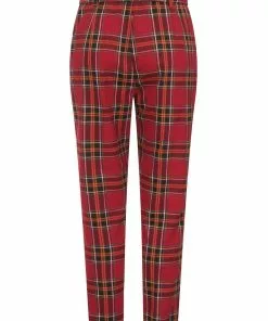 Collectif Thea Berry Check 60's Trousers Red New In 10 Collectif Thea Berry Check 60's Trousers Red New In
