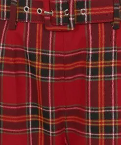 Collectif Thea Berry Check 60's Trousers Red New In 9 Collectif Thea Berry Check 60's Trousers Red New In
