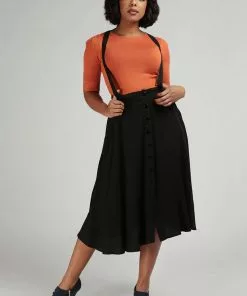 Collectif Morgan Midi 60's Swing Skirt Black