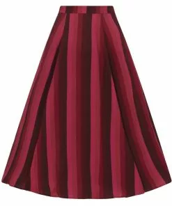 Collectif Reyna Midnight Stripe 60's Swing Skirt Wine