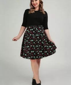 New In Collectif Trinette Swallows & Cherries 50's Swing Skirt Multi 8 New In Collectif Trinette Swallows & Cherries 50's Swing Skirt Multi