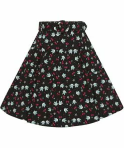 New In Collectif Trinette Swallows & Cherries 50's Swing Skirt Multi