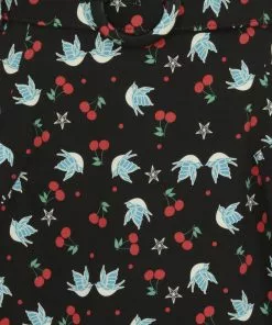 New In Collectif Trinette Swallows & Cherries 50's Swing Skirt Multi