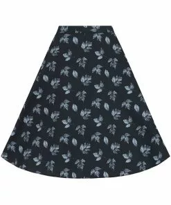 Collectif Mattie Fall Leaves 50's Swing Skirt Blue
