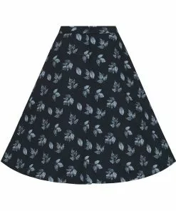 Collectif Mattie Fall Leaves 50's Swing Skirt Blue