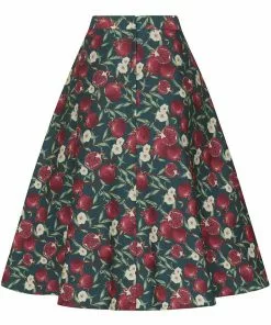 New In Collectif Silvia Pomegranata 50's Swing Skirt Teal 10 New In Collectif Silvia Pomegranata 50's Swing Skirt Teal