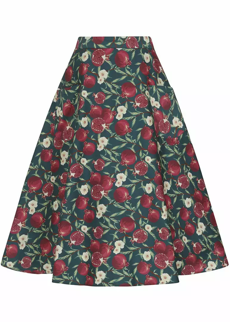 New In Collectif Silvia Pomegranata 50's Swing Skirt Teal 3 New In Collectif Silvia Pomegranata 50's Swing Skirt Teal