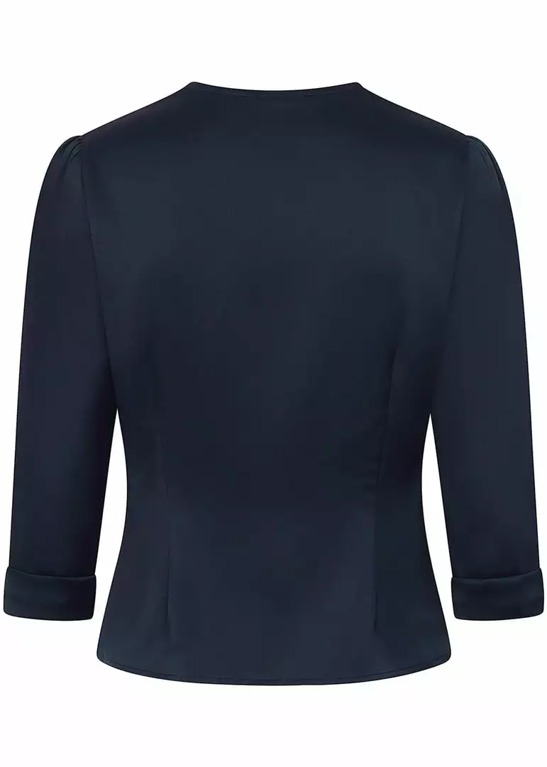 New In Collectif Andra 40's Blouse Navy Blue 6 New In Collectif Andra 40's Blouse Navy Blue
