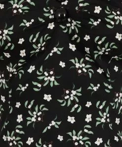 Collectif Dolores Berry Floral 50's Top Black New In