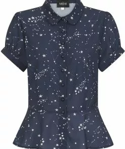 Collectif Mary Grace Zodiac Constellation 40's Blouse Blue New In