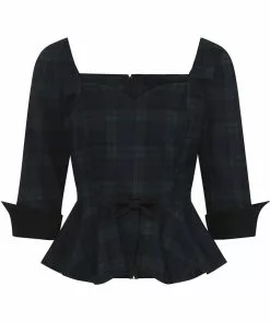 Collectif Quinn Blackwatch 50's Check Peplum Top Multi