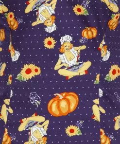 New In Collectif Lorena Pumpkin Pinup 50's Top Multicolour