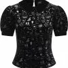 Collectif Peta Spooky Velvet 40's Top Black New In
