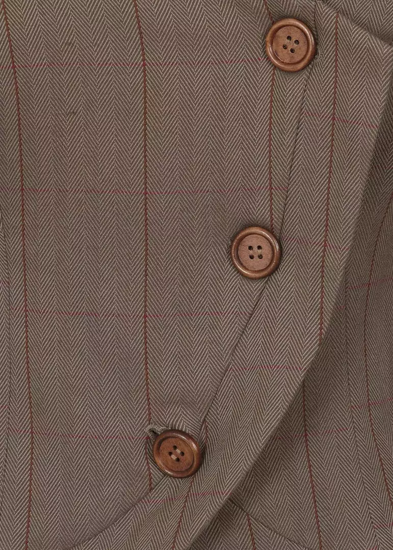 New In Collectif Lea Herringbone 40's Riding Jacket Brown 5 New In Collectif Lea Herringbone 40's Riding Jacket Brown