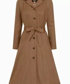 Collectif Nala Herringbone 40's Coat Brown New In