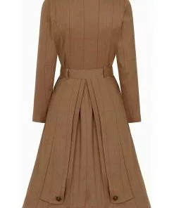 Collectif Nala Herringbone 40's Coat Brown New In 9 Collectif Nala Herringbone 40's Coat Brown New In