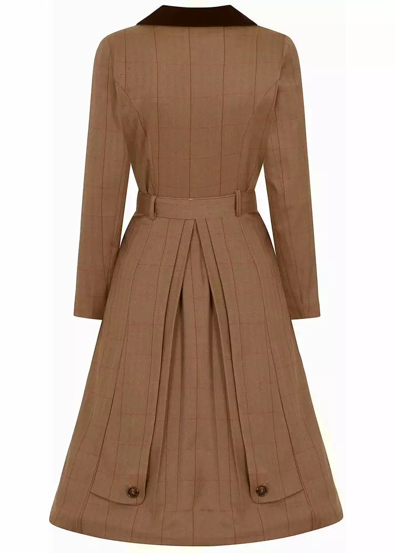 Collectif Nala Herringbone 40's Coat Brown New In 5 Collectif Nala Herringbone 40's Coat Brown New In