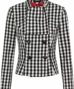 New In Collectif Lorrina Gingham 60's Jacket Black White