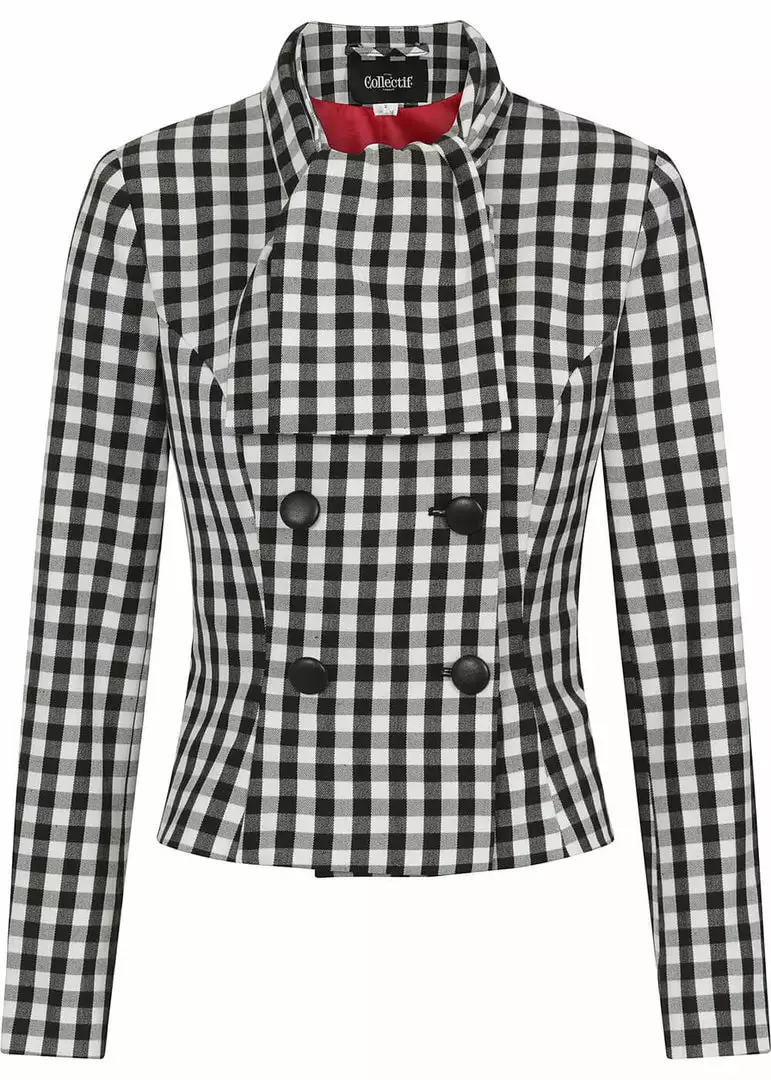 New In Collectif Lorrina Gingham 60's Jacket Black White 3 New In Collectif Lorrina Gingham 60's Jacket Black White