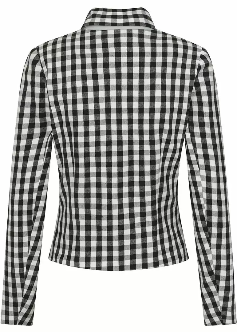 New In Collectif Lorrina Gingham 60's Jacket Black White 6 New In Collectif Lorrina Gingham 60's Jacket Black White