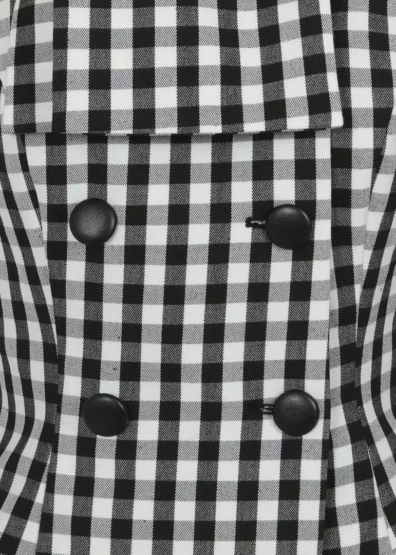 New In Collectif Lorrina Gingham 60's Jacket Black White 5 New In Collectif Lorrina Gingham 60's Jacket Black White