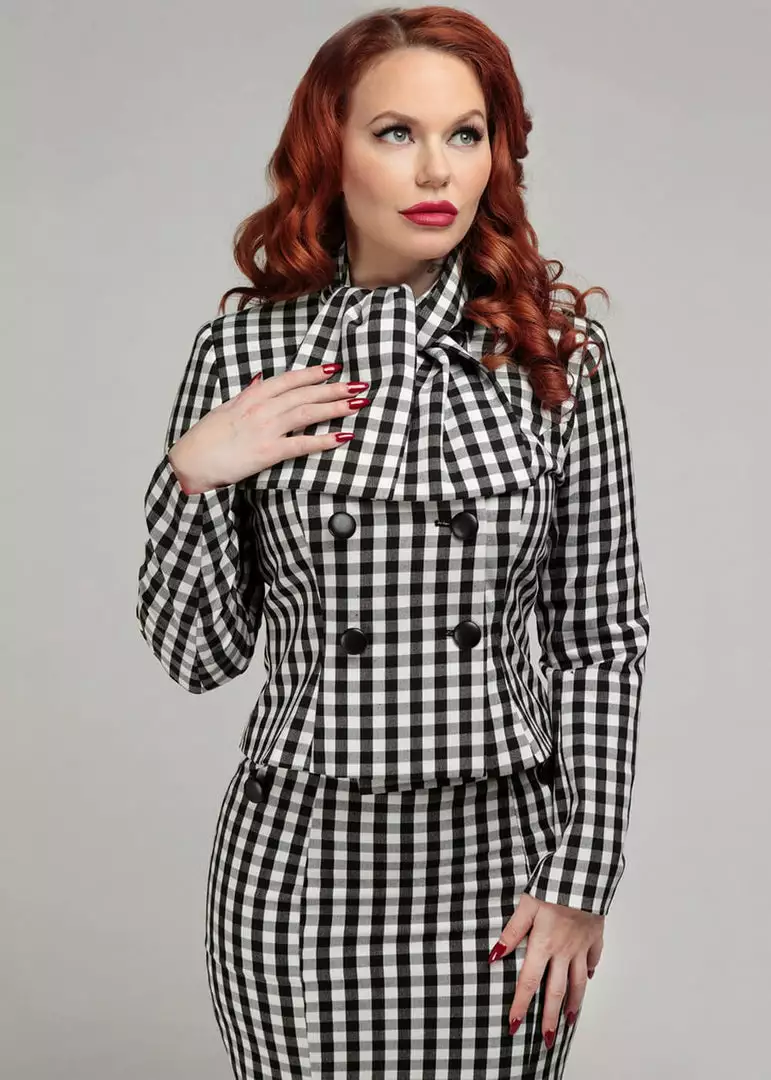 New In Collectif Lorrina Gingham 60's Jacket Black White 4 New In Collectif Lorrina Gingham 60's Jacket Black White