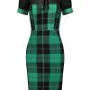 New In Collectif Mac Foliage Check 40's Pencil Dress Multi