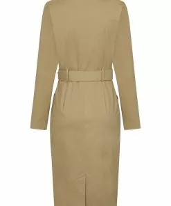 Collectif Brunel Safari 70's Pencil Dress Beige 10 Collectif Brunel Safari 70's Pencil Dress Beige