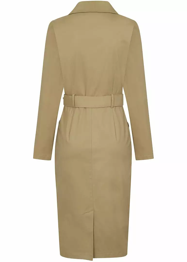 Collectif Brunel Safari 70's Pencil Dress Beige 6 Collectif Brunel Safari 70's Pencil Dress Beige