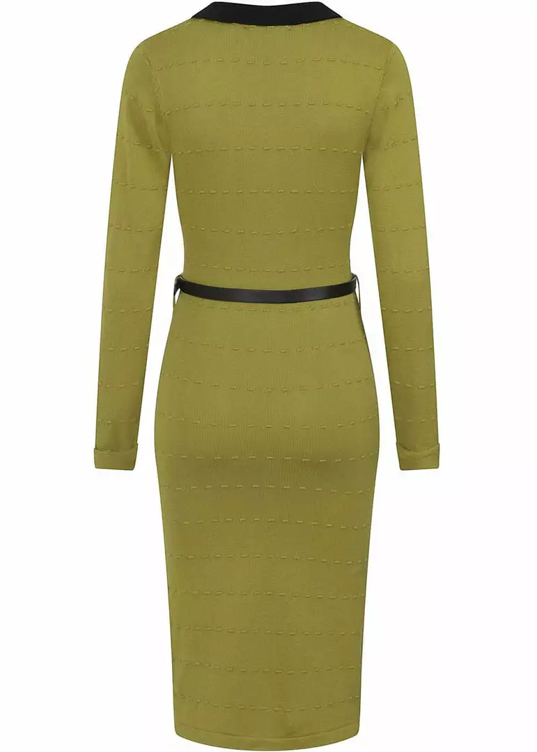 Collectif Lorelei Knitted 60's Pencil Dress Green New In 5 Collectif Lorelei Knitted 60's Pencil Dress Green New In
