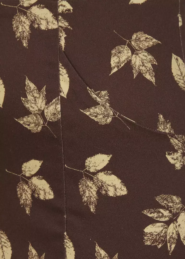 Collectif Hepburn Fall Leaves 50's Pencil Dress Brown New In 4 Collectif Hepburn Fall Leaves 50's Pencil Dress Brown New In