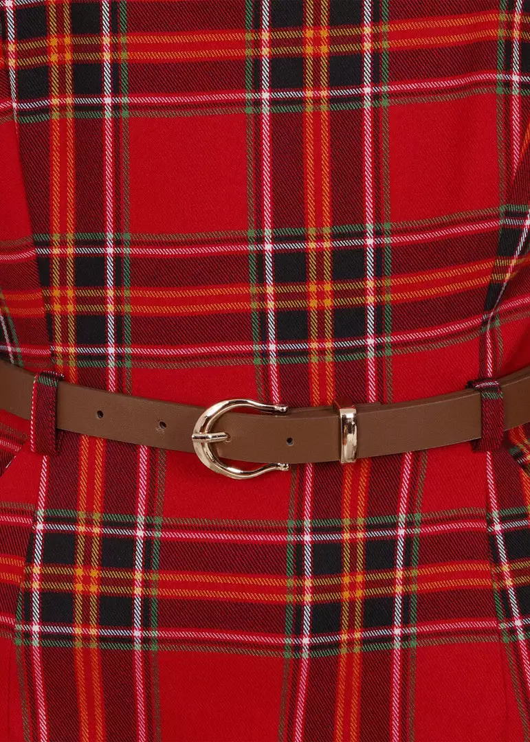 New In Collectif Adeline Berry Check 50's Pencil Dress Red 6 New In Collectif Adeline Berry Check 50's Pencil Dress Red