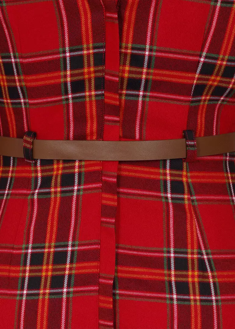 New In Collectif Adeline Berry Check 50's Pencil Dress Red 7 New In Collectif Adeline Berry Check 50's Pencil Dress Red