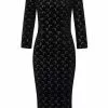 Collectif Vanessa Glitter Moon Velvet 50's Pencil Dress Black