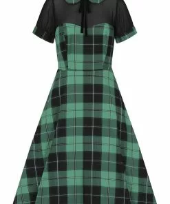 Collectif Mac Foliage Check 40's Swing Dress Multi New In