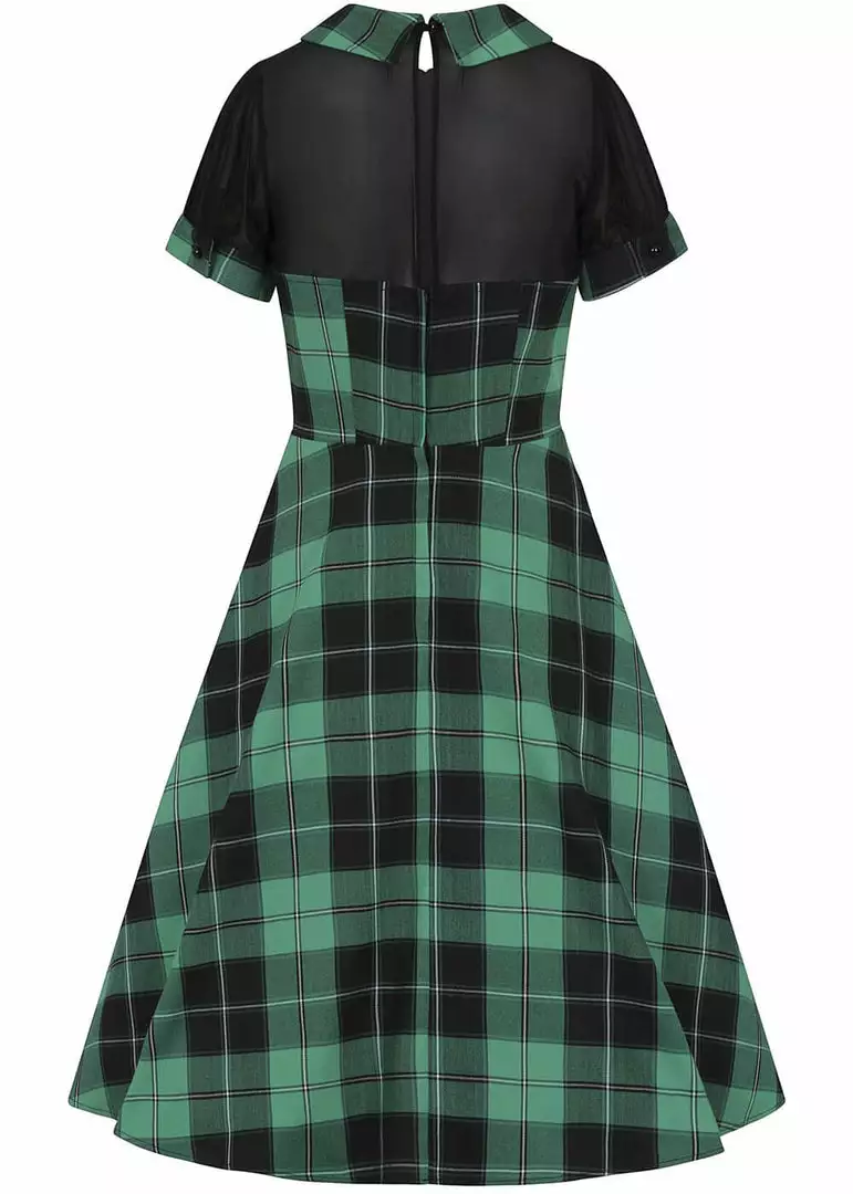 Collectif Mac Foliage Check 40's Swing Dress Multi New In 5 Collectif Mac Foliage Check 40's Swing Dress Multi New In