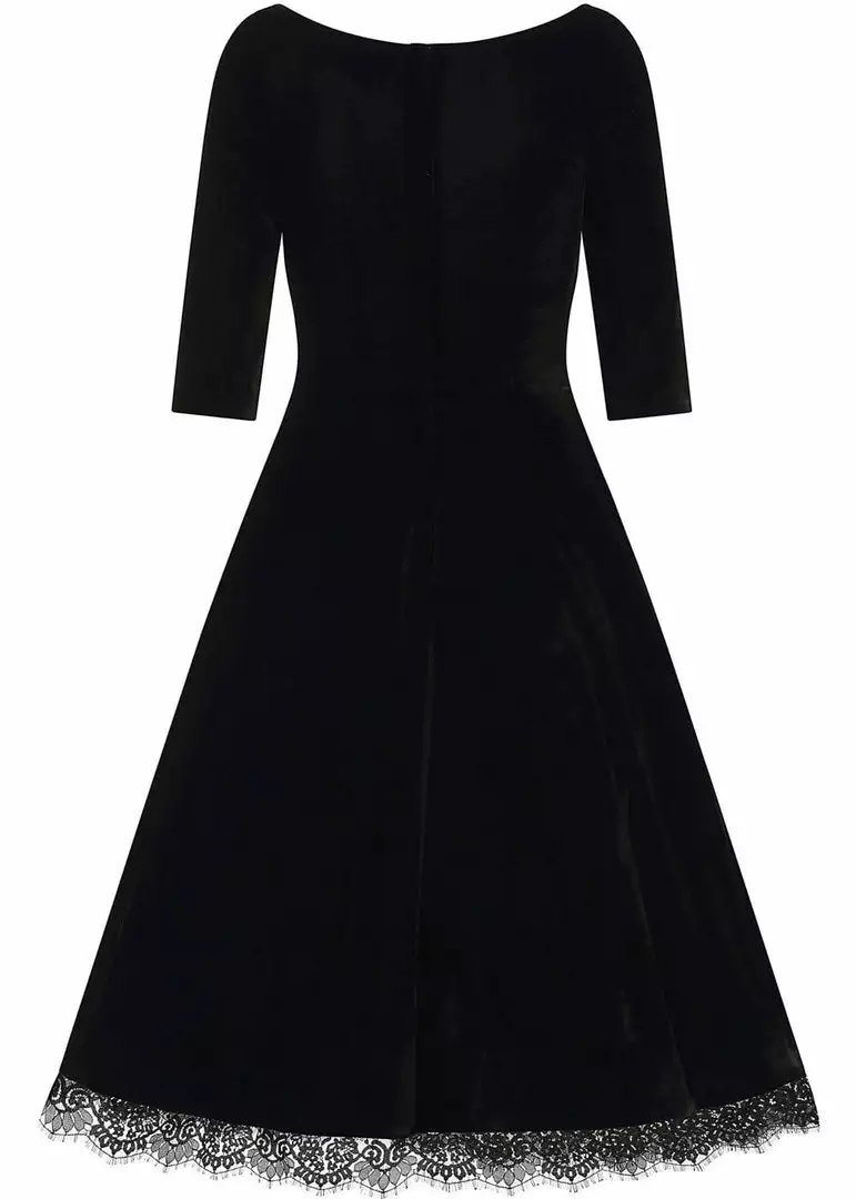 Collectif Lacey Velvet 50's Swing Dress Black New In 5 Collectif Lacey Velvet 50's Swing Dress Black New In