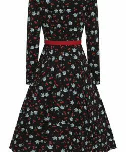 Collectif Meg Swallows & Cherries 50's Swing Dress Multi 9 Collectif Meg Swallows & Cherries 50's Swing Dress Multi