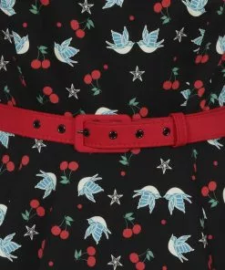 Collectif Meg Swallows & Cherries 50's Swing Dress Multi 8 Collectif Meg Swallows & Cherries 50's Swing Dress Multi