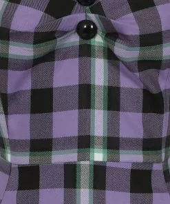 New In Collectif Dolores Hocus Pocus Check 50's Swing Dress Lilac 9 New In Collectif Dolores Hocus Pocus Check 50's Swing Dress Lilac