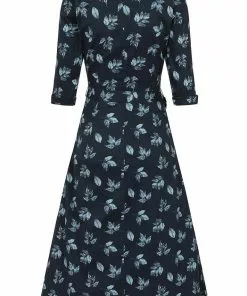 Collectif Susanna Fall Leaves 50's Swing Dress Blue 7 Collectif Susanna Fall Leaves 50's Swing Dress Blue