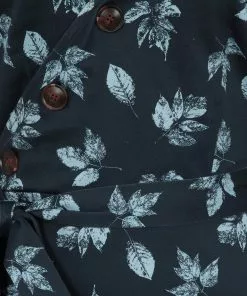 Collectif Susanna Fall Leaves 50's Swing Dress Blue 6 Collectif Susanna Fall Leaves 50's Swing Dress Blue